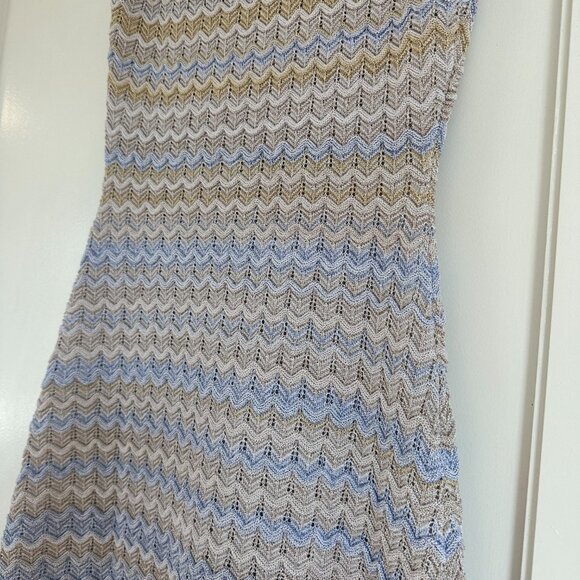 Sandro Midi Dress Knit Zigzag Weave Multicolored Sleeveless Back Slit Sz Small - Picture 11 of 12